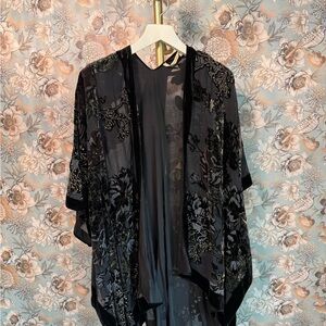 Soft Surroundings Black Floral Wrap